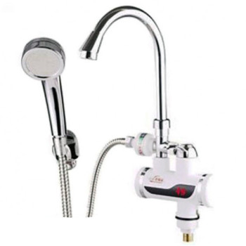 Електричний проточний водонагрівач Rix ELW 08-EP з індикатором температури з ПЗВ з лійкою на мийку 3 кВт +