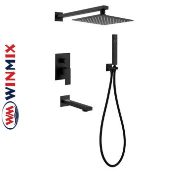Душова система WINMIX KUB BLACK 009 inner (вбудовувана) з нержавіючої сталі SUS304