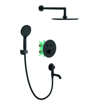 Душова термостатична система, що вбудовується з коротким виливом KB-67012-05 Black (Колір чорний, лійка 25*25), Чехія