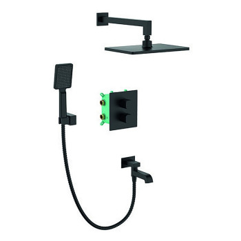 Душова термостатична система, що вбудовується з коротким виливом KB-67011-05 Black (Колір чорний, лійка 30*20), Чехія