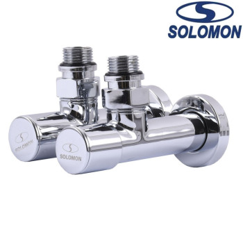 Кран вентильный угловой с американкой Solomon LUX 1/2″ CHROM 7777, Польша