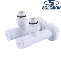 Кран вентильный угловой с американкой Solomon LUX 1/2″ WHITE 7777, Польша