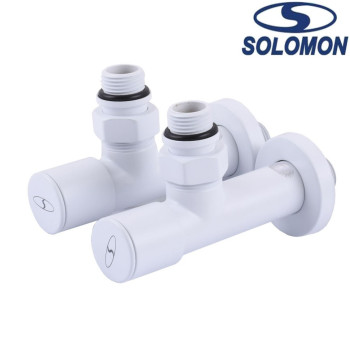 Кран вентильный угловой с американкой Solomon LUX 1/2″ WHITE 7777, Польша