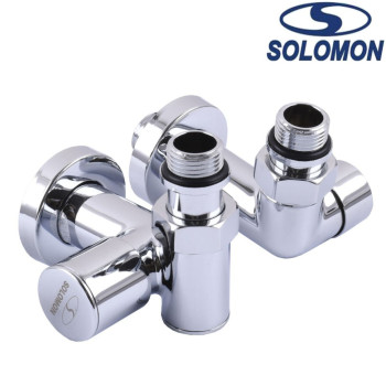 Solomon Кран радиаторный угловой хромированный с амереканкой 1/2, Польша