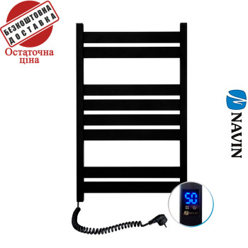 Сушка для рушників Електро Navin Largo 50*80 Sensor, таймер чорний муар, Лівий (вуглецева сталь) Україна