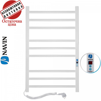 Сушка для рушників Електро Navin Класик Квадро 50*80 Digital, таймер Білий, Лівий (вуглецева сталь) Україна