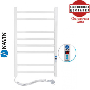 Сушка для рушників Електро Navin Loft 50*80 Digital, таймер Білий, Лівий (вуглецева сталь) Україна