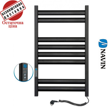 Сушка для рушників Електро Navin Ellipse 50*80 Digital, таймер чорний муар Правий (вуглецева сталь)
