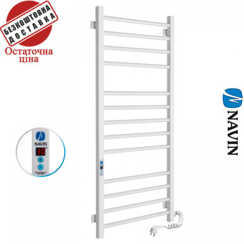Сушка для рушників Електро Navin Класик Квадро 50*120 Digital, таймер Білий, Правий (вуглецева сталь) Україна