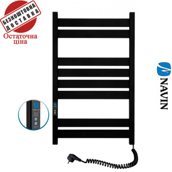 Сушка для рушників Електро Navin Largo 50*80 Digital, таймер чорний муар, Правий (вуглецева сталь) Україна