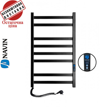 Сушка для рушників Електро Navin Авангард 48*80 Digital таймер Чорний муар, Лівий (вуглецева сталь) Україна