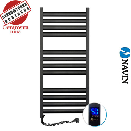 Сушка для рушників Електро Navin Ellipse 50*120 Sensor, таймер чорний муар, Лівий (вуглецева сталь)