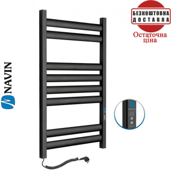 Сушка для рушників Електро Navin Ellipse 50*80 Digital, таймер чорний муар Лівий (вуглецева сталь)