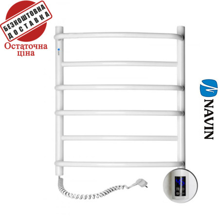 Сушка для рушників Електро Navin Омега 53*60 Sensor таймер, Білий, Лівий (вуглецева сталь) Україна