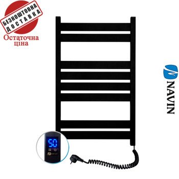 Сушка для рушників Електро Navin Largo 50*80 Sensor, таймер чорний муар, Правий (вуглецева сталь) Україна