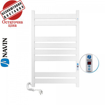 Сушка для рушників Електро Navin Largo 50*80 Digital, таймер Білий, Лівий (вуглецева сталь) Україна