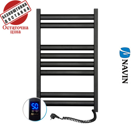 Сушка для рушників Електро Navin Ellipse 50*80 Sensor, таймер чорний муар Правий (вуглецева сталь)