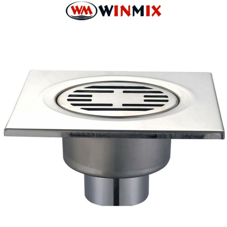 Душовий трап з нержавіючої сталі Drain-03-15x15-180 (пряме відведення), Winmix. Польща