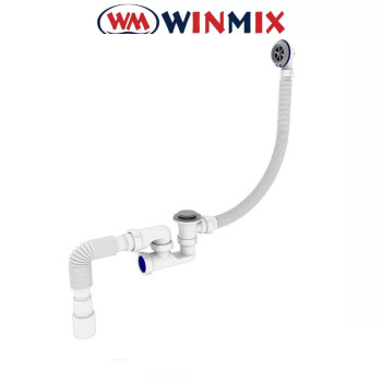 Сифон для ванной SV-02-C с ревизией, переливом и выпуском 