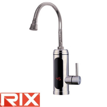 Електричний проточний водонагрівач ELW34-EFP (нержавіюча сталь з індикатором темп. рефл. вилив, ПЗВ) на мийку, 3 кВт