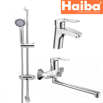 Комплект у ванну кімнату HAIBA Hansberg Set-3 (умивальник, довга ванна, душова стійка)