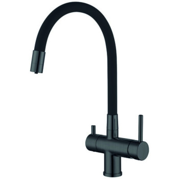 Змішувач для кухні KB-72002-07 з виходом під осмос (колір графіт, силіконовий чорний гусак), Чехія
