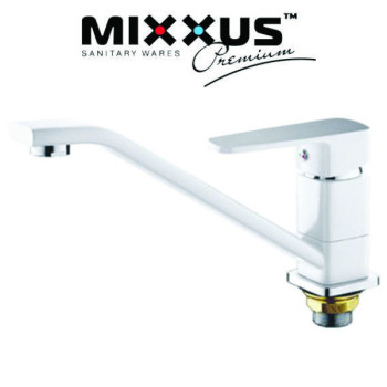 Змішувач для кухні ялинка на гайці 25см MIXXUS Missouri White (білий) (Chr-555), Польща