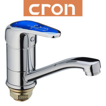 Змішувач для умивальника ялинка на гайці 15см CRON Magic Blue (Chr-555)