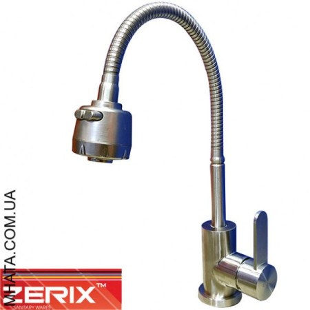 Змішувач для кухні рефлекторний гусак Zerix LR74304 (нержавіюча сталь) +