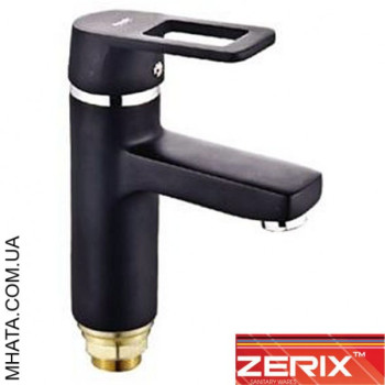 Змішувач для умивальника на гайці Zerix Z1030-6 Black (Chr-001)