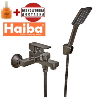 Смеситель для ванны короткий нос HAIBA Kubus Euro Graphite (Chr-009)