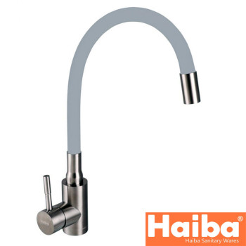 Змішувач для кухні Вухо HAIBA Sus 011 Gray (сірий) рефлекторний вилив з нержавіючої сталі
