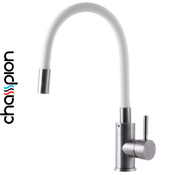 Змішувач для кухні рефлекторний білий гусак Champion Sus-011 REFLECTOR White, (нержавіюча сталь)