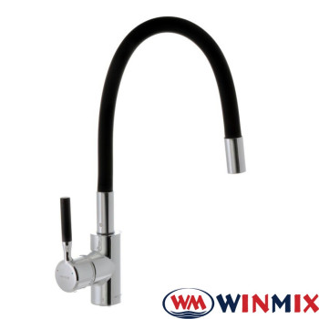 Змішувач для кухні Вухо WINMIX Premiun RIO BLACK рефлекторний чорний гусак (Chr-011), Польща (латунь)