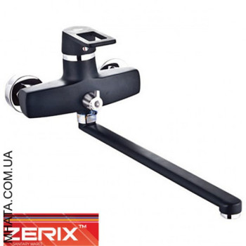 Змішувач для ванни довгий ніс Zerix Z2230-6 Black Euro (Chr-006)