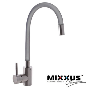 Змішувач для кухні Вухо MIXXUS Sus 011 Gray рефлекторний сірий гусак (Chr-011), Польща (нержавіюча сталь)