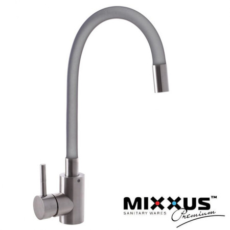 Змішувач для кухні Вухо MIXXUS Sus 011 Gray рефлекторний сірий гусак (Chr-011), Польща (нержавіюча сталь)