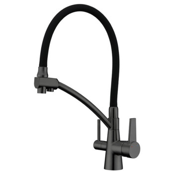 Змішувач для кухні з виходом під осмос KB-72003-07, Чехія (колір графіт) чорний силіконовий гусак