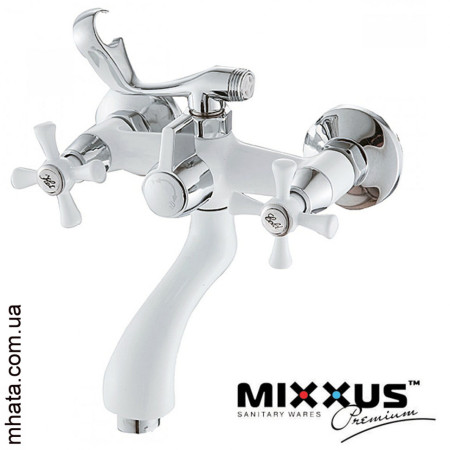 Змішувач для ванни короткий ніс Mixxus Omega White (білий) Euro (Chr-142)
