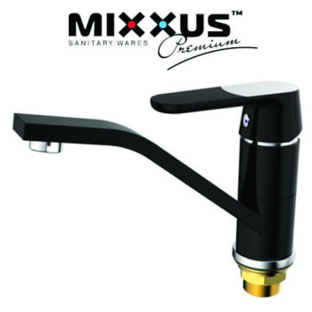 Змішувач для умивальника ялинка на гайці 15см MIXXUS Missouri Black (чорний) (Chr-555), Польща