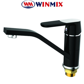 Змішувач для умивальника ялинка на гайці 15см Winmix Premium Tiger Black (чорний) (Chr-555), Польща