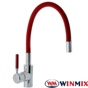 Змішувач для кухні Вухо WINMIX Premiun RIO RED рефлекторний червоний гусак (Chr-011), Польща (латунь)
