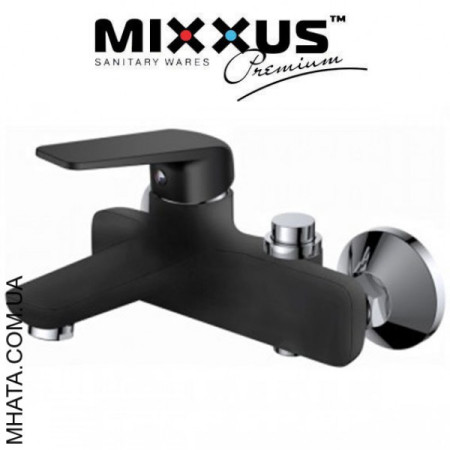 Змішувач для ванни короткий ніс Mixxus Oregon Black (перемикання на кнопці) (Chr-009)