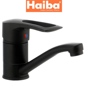 Змішувач для умивальника ялинка на шпильці HAIBA HANSBERG BLACK-004 15cm (чорний)