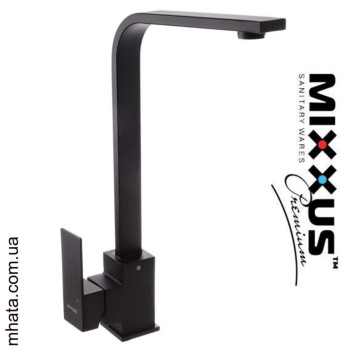 Змішувач для кухні Вухо MIXXUS KUB Black з нерж. сталі (Chr-017), Польща.