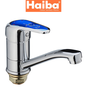 Змішувач умивальник ялинка на гайці HAIBA MAGIC BLUE (Chr-555) 15cm