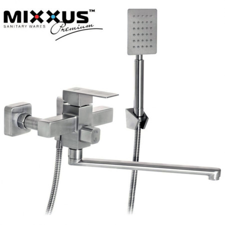 Змішувач для ванни довгий ніс MIXXUS Kub EURO (Chr-006), Польща (нержавіюча сталь)