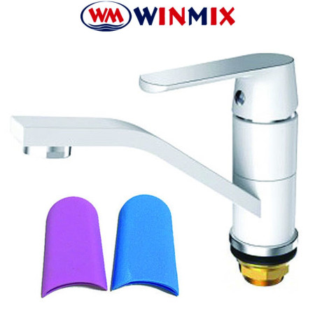 Змішувач для умивальника ялинка на гайці 15см WINMIX Premium Tiger White (білий) (Chr-555), Польща