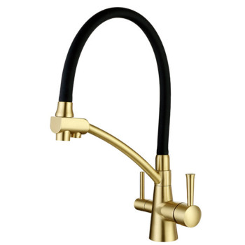 Змішувач для кухні з виходом під осмос KB-72003-09 Чехія (колір бронза) чорний силіконовий гусак