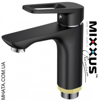 Змішувач для умивальника на гайці Mixxus Nevada Black (Chr-001)